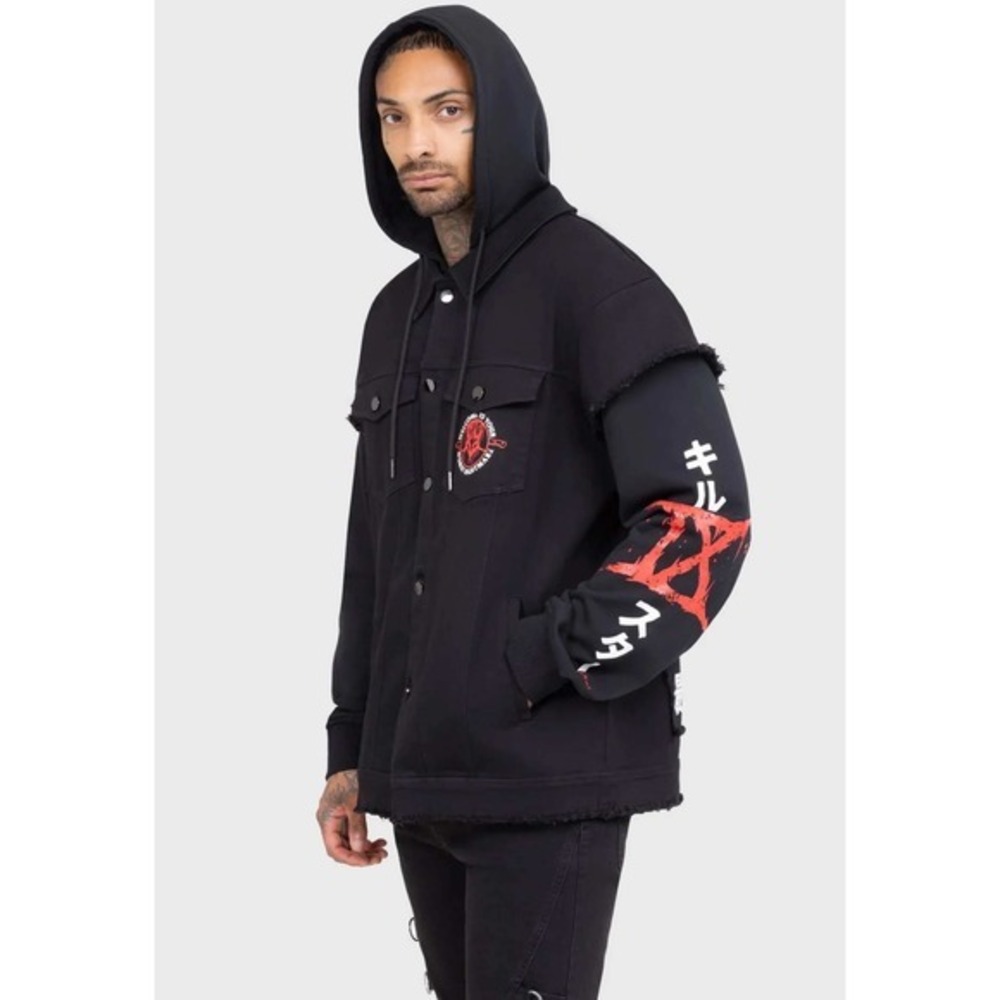 Killstar X Ice Nine Kills your worst nightmare hooded black jean jacket‎